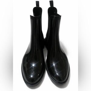 ALDO Black Patent Chelsea Boots Size 38 (US 7.5–8) Lug Sole Rain Boot Style